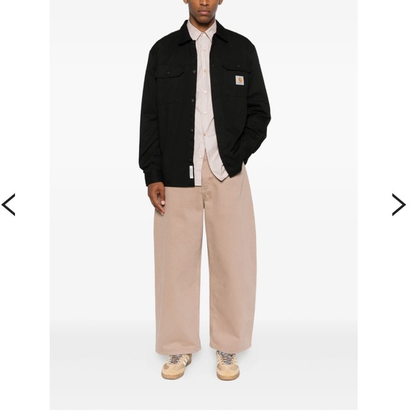 Carhartt WIP Patch Logo Black Long Sleeve Master Button Up Shirt - Picture 1 of 9